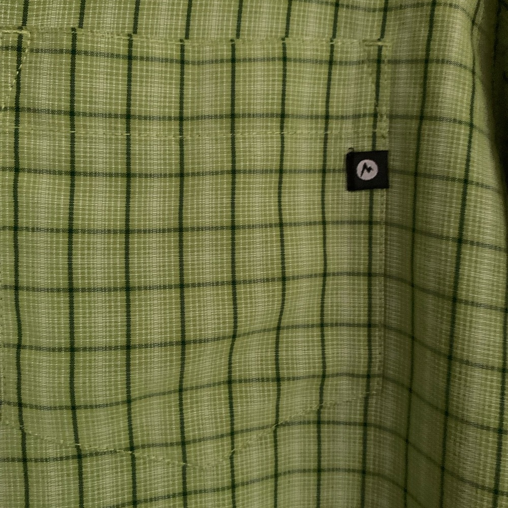 Marmot Eldridge Short Sleeve Green Windowpane Plaid Camp Shirt Sz L - Picture 4 of 9
